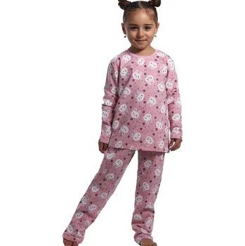 Dívčí pyžamo Růžové teplé pyžamo holčičí zimní králíček, vločky a hvězdičky 1F0796 růžová 110-116-5-6-let