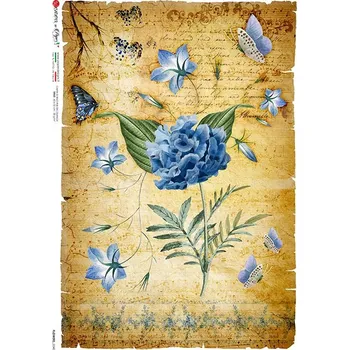 Umělecký papír Rýžový papír na decoupage - A4- Květiny (Flowers) 0340