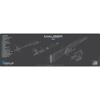 Čištění zbraně Cerus Gear MAT-BIG-MAUS-98-SCH-GRY - Podložka pro čištění zbraní MAUSER 98 SCHEMATIC RIFLE CHAR GRAY