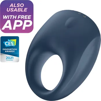 Satisfyer Strong One - chytrý vibrační kroužek na penis (modrý)