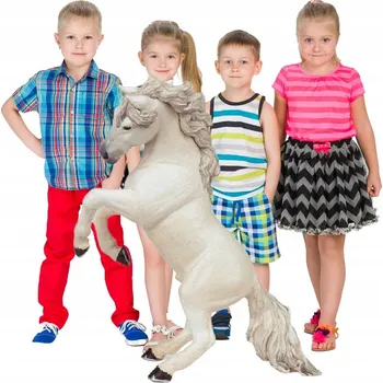 Figurka Figurka PAPO Hřebec Stojící na Zadních Bílý ODOLNÁ Hračka KRÁSNĚ ZPRACOVANÁ