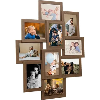 Obraz Rámeček na 10 fotografií 10x15 cm, světle hnědý, MDF