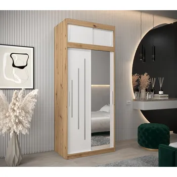 Ložnicová sestava Šatní skříň Abi Y2 s nástavcem Barva korpusu: Dub artisan, Rozměry: 100 cm, Dveře: Dub artisan