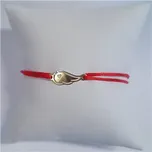 KA1050R-GD Červený textilní náramek křídlo, Ag 925 - srdce