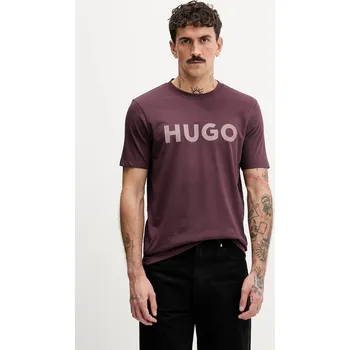 Pánské tričko Bavlněné tričko HUGO Dulivio 50467556 fialová 49B, vel. XXL