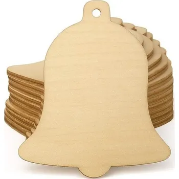 Vánoční ozdoba Galanteriadrew Dřevěné ozdoby zvonek – sada 10 kusů pro kreativní tvorbu 8,0 x 7,0 x 0,3 cm přírodní nelakovaná 10 ks