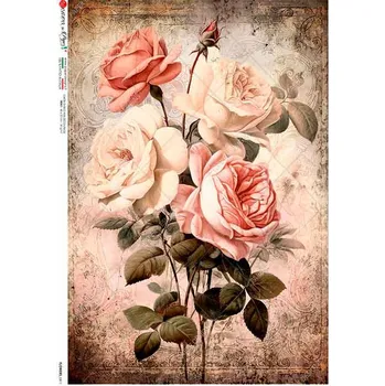 Umělecký papír Rýžový papír na decoupage - A4- Květiny (Flowers) 0411