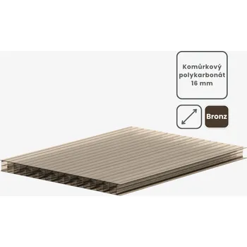 Střecha Komůrkový polykarbonát tl.16mm bronz Rozměr desky: 1050x4000mm