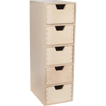 Úložný box Dřevěný organizér 5 zásuvek