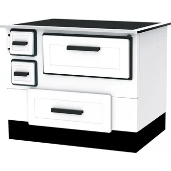 Sporák na tuhá paliva ALFA PLAM Alfa Plam, sporák ALFA 55 TERMO*R*ECO*B-D*CE na TP, bílý, pravý horní a boční průměr 120 mm, 6,32 kW