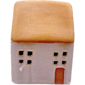 Vánoční dekorace Keramický dům glazura 8,8x7,1x11,5 cm s led osvětlením vč. baterií