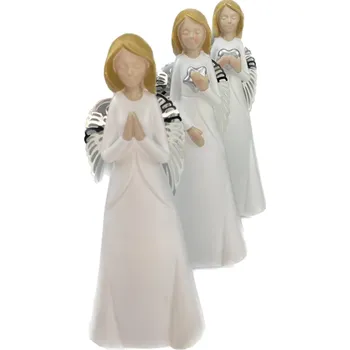 Vánoční dekorace Anděl polyston 20 cm bílý, kovová křídla