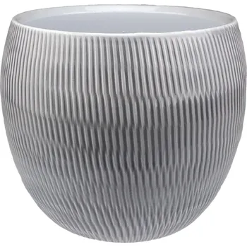 Obal keramický PLISSEE pr.17 cm, v.14,5 cm šedivý Lasur