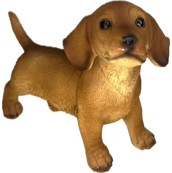Vánoční dekorace Jezevčík štěně hnědý stojící polyston 15x6,5x11,5 cm