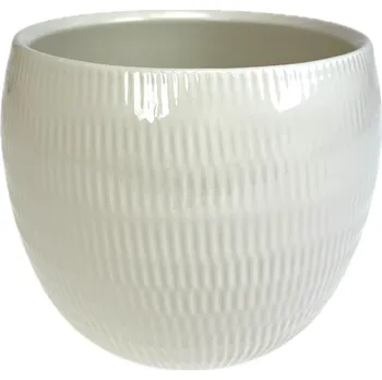 Obal na květináč Obal keramický PLISSEE pr.17 cm, v.14,5 cm krémový gl.