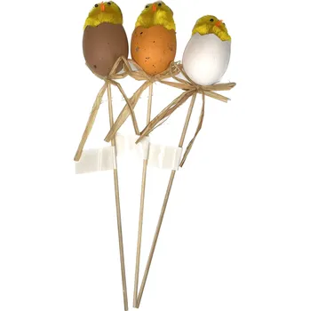 Velikonoční dekorace Kuřátko zápich ve skořápce 26x5 cm