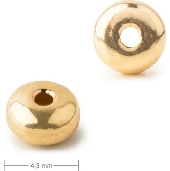 Korálek Kovový korálek donut 4,5 mm v barvě zlata