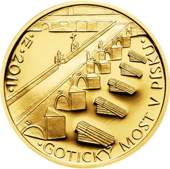 Zlatá mince 5000 Kč Gotický most v Písku 2011 Proof