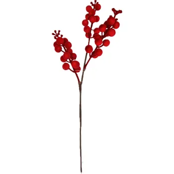 umělá květina Větvička bobule červené lesk/samet 32 cm