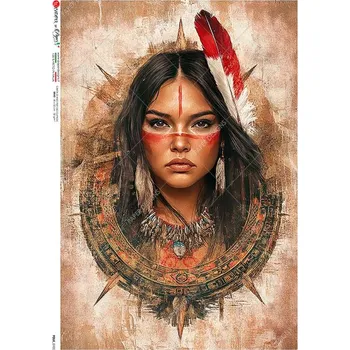 Umělecký papír Rýžový papír na decoupage - A4- Folk 0100