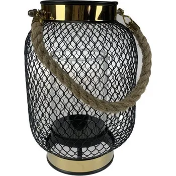 Svícen Lucerna pletivo 17x17x22 cm černý lak