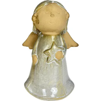 Vánoční dekorace Keramický anděl s hvězdou glazovaný 10x7x15 cm