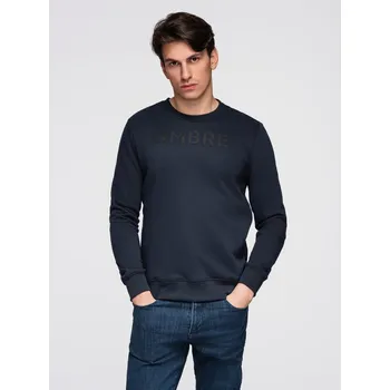 Pánská mikina Klasická pánská mikina s nápisy - tmavě modrá V3 B1711 - L