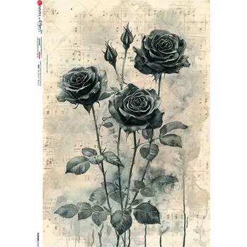 Umělecký papír Rýžový papír na decoupage - A4- Květiny (Flowers) 0447