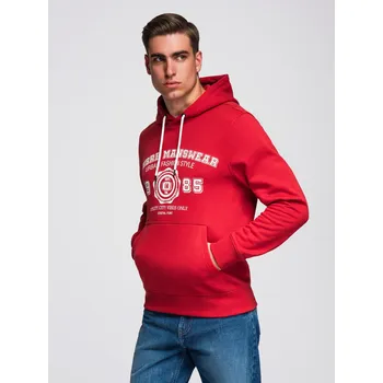 Pánská mikina Pánská mikina s kapucí a vysokoškolským potiskem - červená V1 B1714 - S
