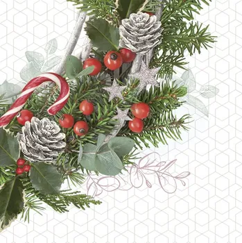 Papírový kapesník Pol-Mak Ubrousky DAISY L (20ks) Xmas Wreath on Graphic back. 589331