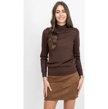 Dámský svetr Red Button svetr s lurexovou nitkou tmavě hnědý Velikost: XS