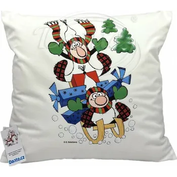 Dekorativní polštářek Dante Křemílek a Vochomůrka sáňky,40x40