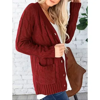 Dámský svetr Dámský dlouhý svetr Barva: Červená, Velikostní tabulka: L