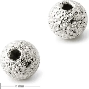 Korálek Kovový korálek stardust 3 mm v barvě platiny