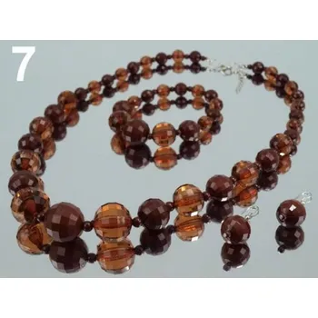 Náhrdelník Sada z plastových broušených korálků - 7 béžová tm.