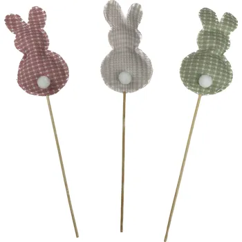 Velikonoční dekorace Zajíc látka zápich 30x7x12 cm pudr mix barev