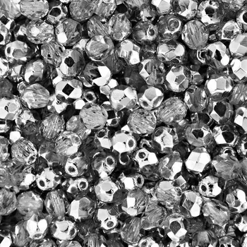 Dětské navlékací korálky Manumi české broušené korálky 4 mm Half Silver