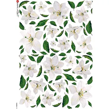 Umělecký papír Rýžový papír na decoupage - A4- Květiny (Flowers) 0112