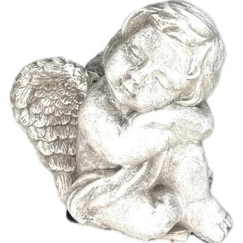 Vánoční dekorace Anděl beton sedící spící 10,5x7x12 cm