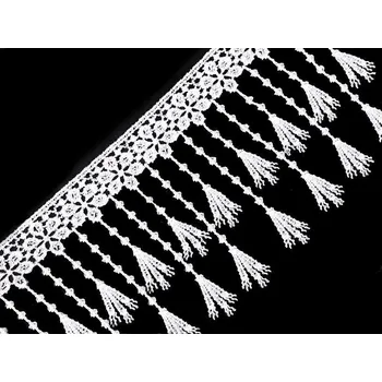 Krajka Vzdušná krajka s třásněmi šíře 12 cm METRÁŽ - 3 bílá