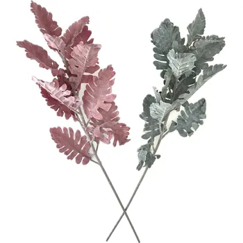 umělá květina Starček větev 75 cm zelená / červená Barva: Staro-růžová