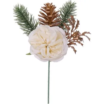 umělá květina Růže Anglická se šiškou 20 cm krémová