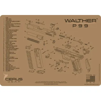 Čištění zbraně Cerus Gear MAT-WAL-P99-SCH-COY - Podložka pro čištění zbraní WALTHER P99 SCHEMATIC COYOTE