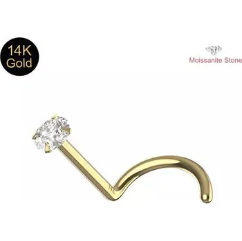 Piercing Šperky4U Zlatý piercing do nosu, MOISSANIT, Au 585/1000 - ZL01275