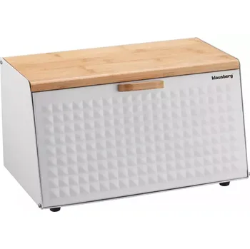 chlebník Klausberg KB-7468 - bílý/dřevo - chlebník