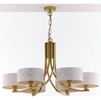 Jupiter 2098 - Lustr na řetězu ARTHUR 6xE27/15W/230V bílá/zlatá/dekor mramoru