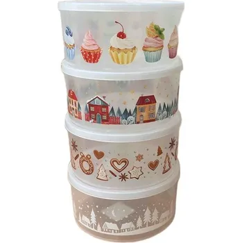 Dóza na potraviny box 1,40l vánoční, 5motivů, d16x9,4cm, plast Rychlá expedice, doprava zdarma od 999,-