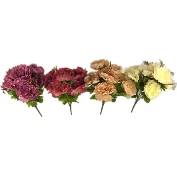 umělá květina Pivoňky kytice 40 cm mix barev Barva: Karmínová