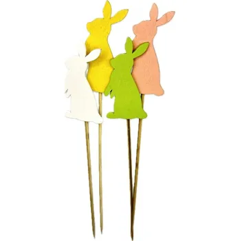 Velikonoční dekorace Zajíc zápich dřevo mix pudr barev Barva: Zelená