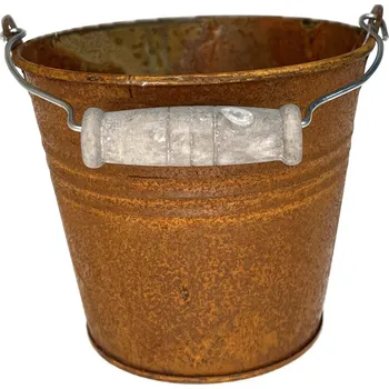 Plech na pečení Kbelík plech 12x10 cm na osázení rezavý